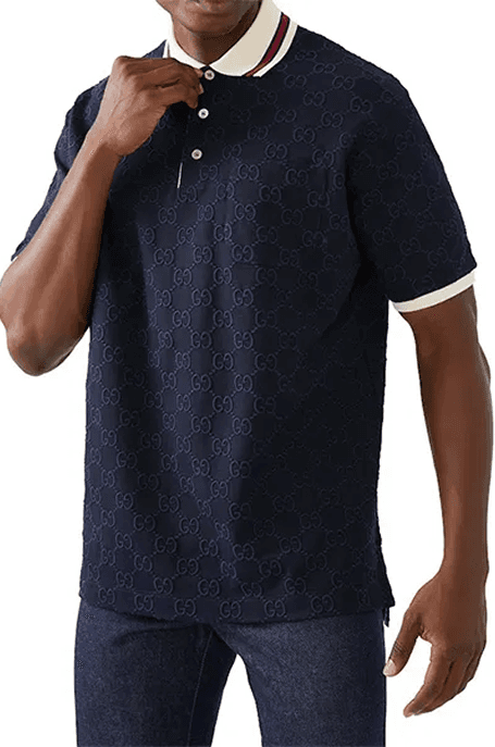 Navy monogram polo shirt, version 1